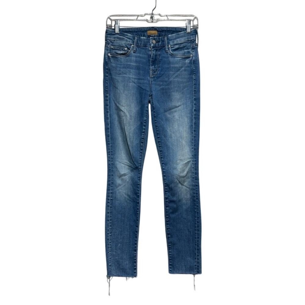 MOTHER Looker Ankle Fray Jeans Size 25 Medium Wash Skinny Birds of Paradise - Picture 1 of 9